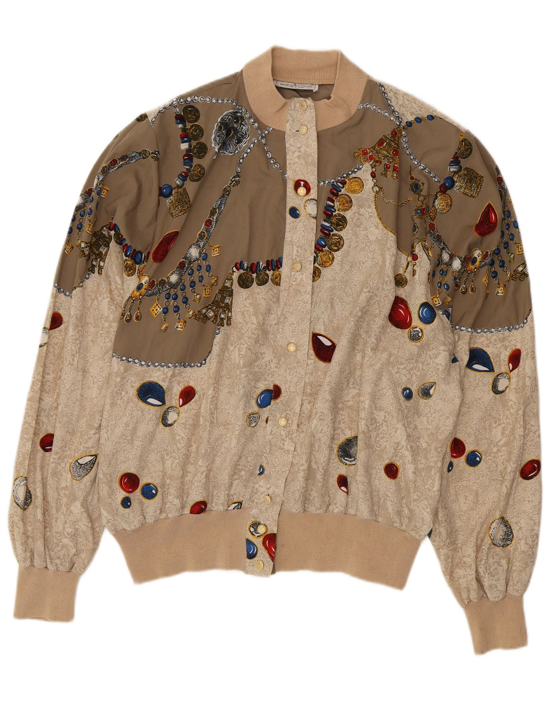 Marcello Cioni Damen Bomberjacke mit Grafik, IT 50 XL, Beige, Farbblock