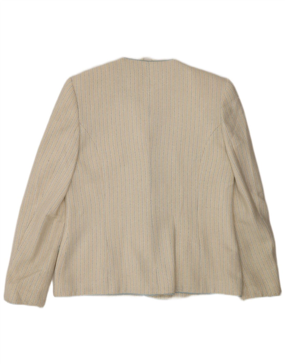 Vintage Damen 5-Knopf-Blazerjacke IT 48 XL Off White gestreift