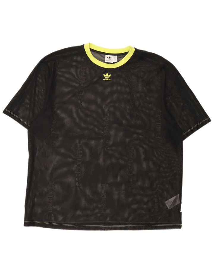 Adidas Damen T-Shirt Top UK 18 XL Schwarz Polyester