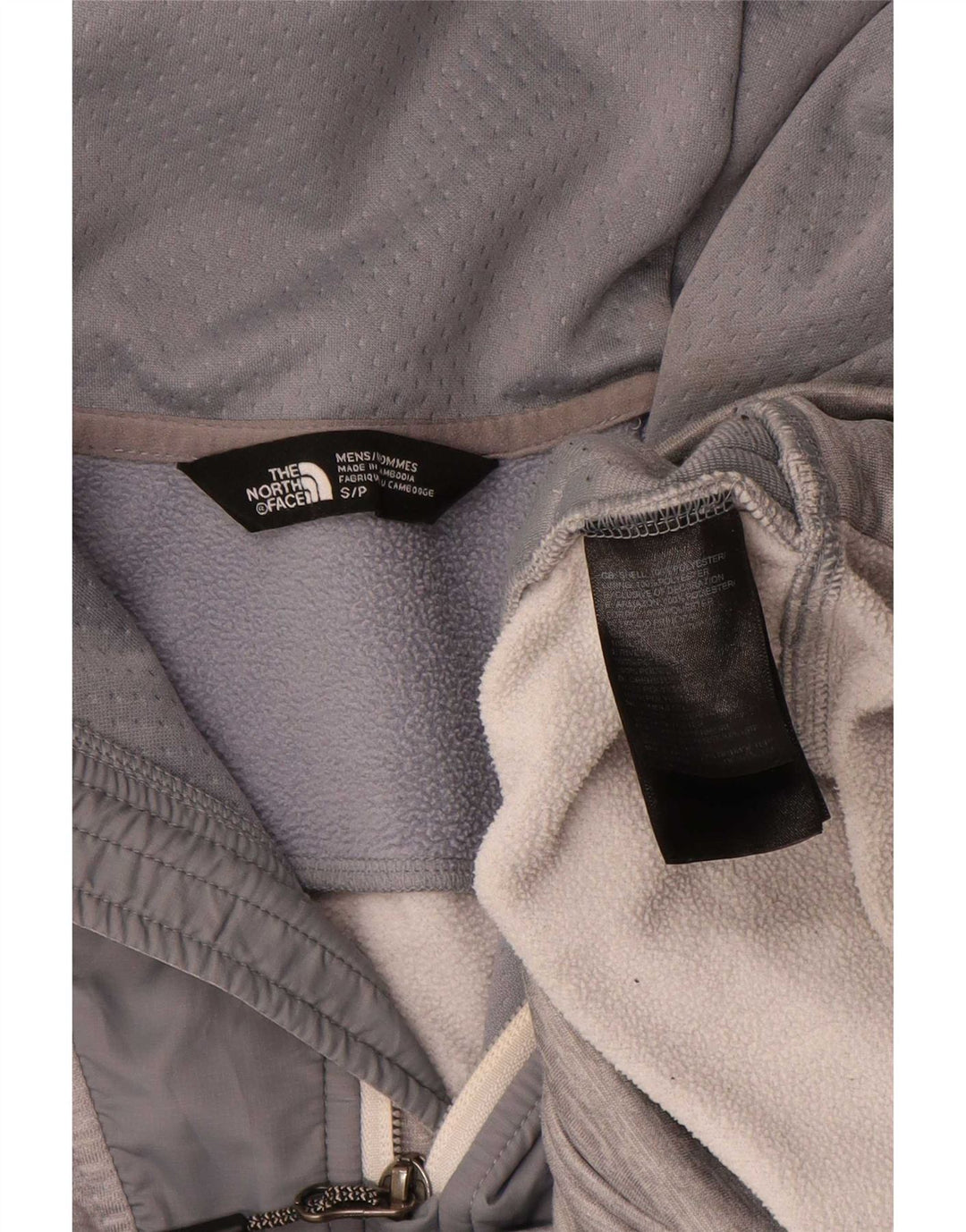 The North Face Herren-Kapuzenpullover mit Reißverschluss am Hals, Größe S, Grau, Farbblock-Polyester