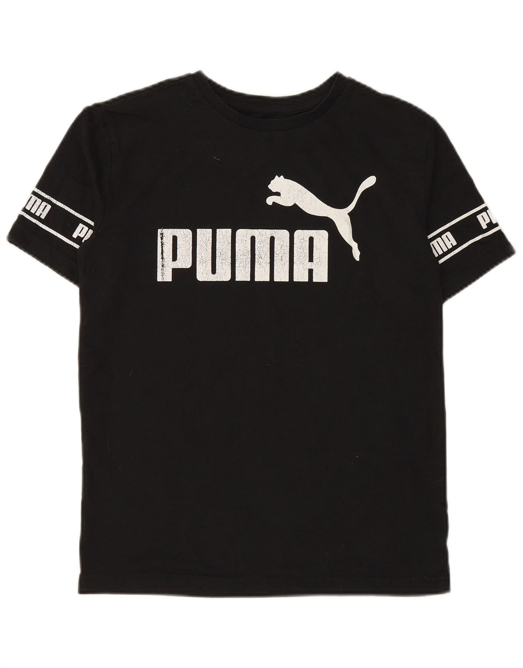 PUMA Jungen T-Shirt mit Grafik, 13–14 Jahre, Größe L, schwarze Baumwolle