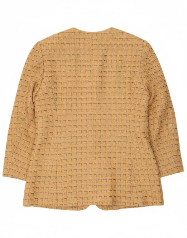 Jaeger Damen-Blazerjacke mit 5 Knöpfen, UK 12, mittelgelbe geometrische Baumwolle