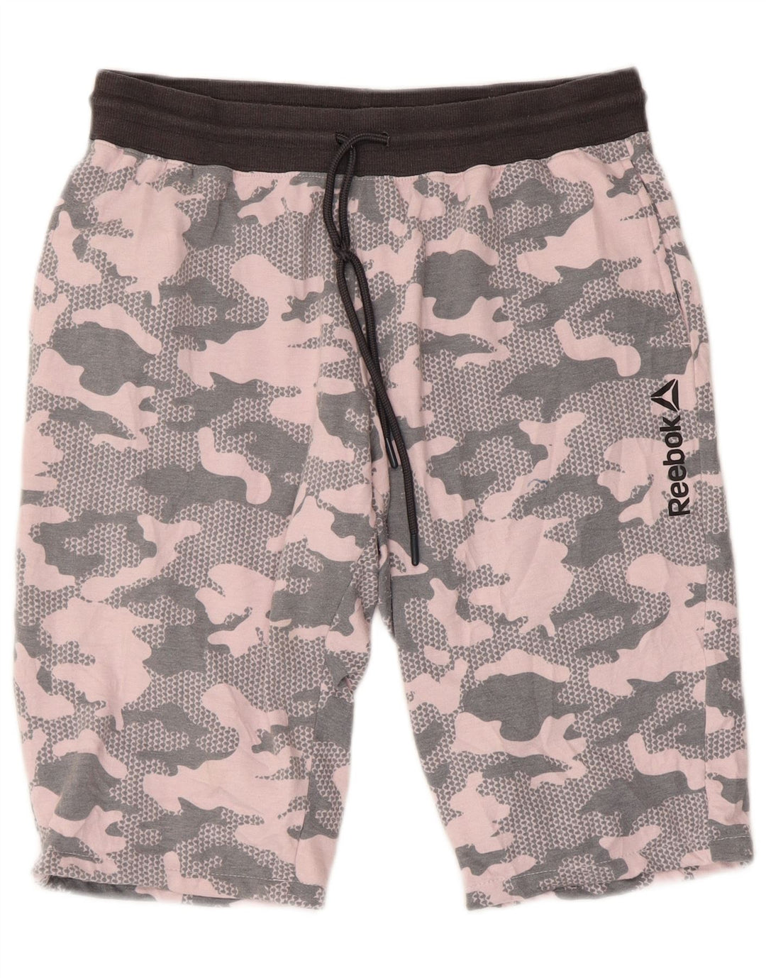 REEBOK Damen Sportshorts UK 14 Mittelgraues Camouflage-Polyester