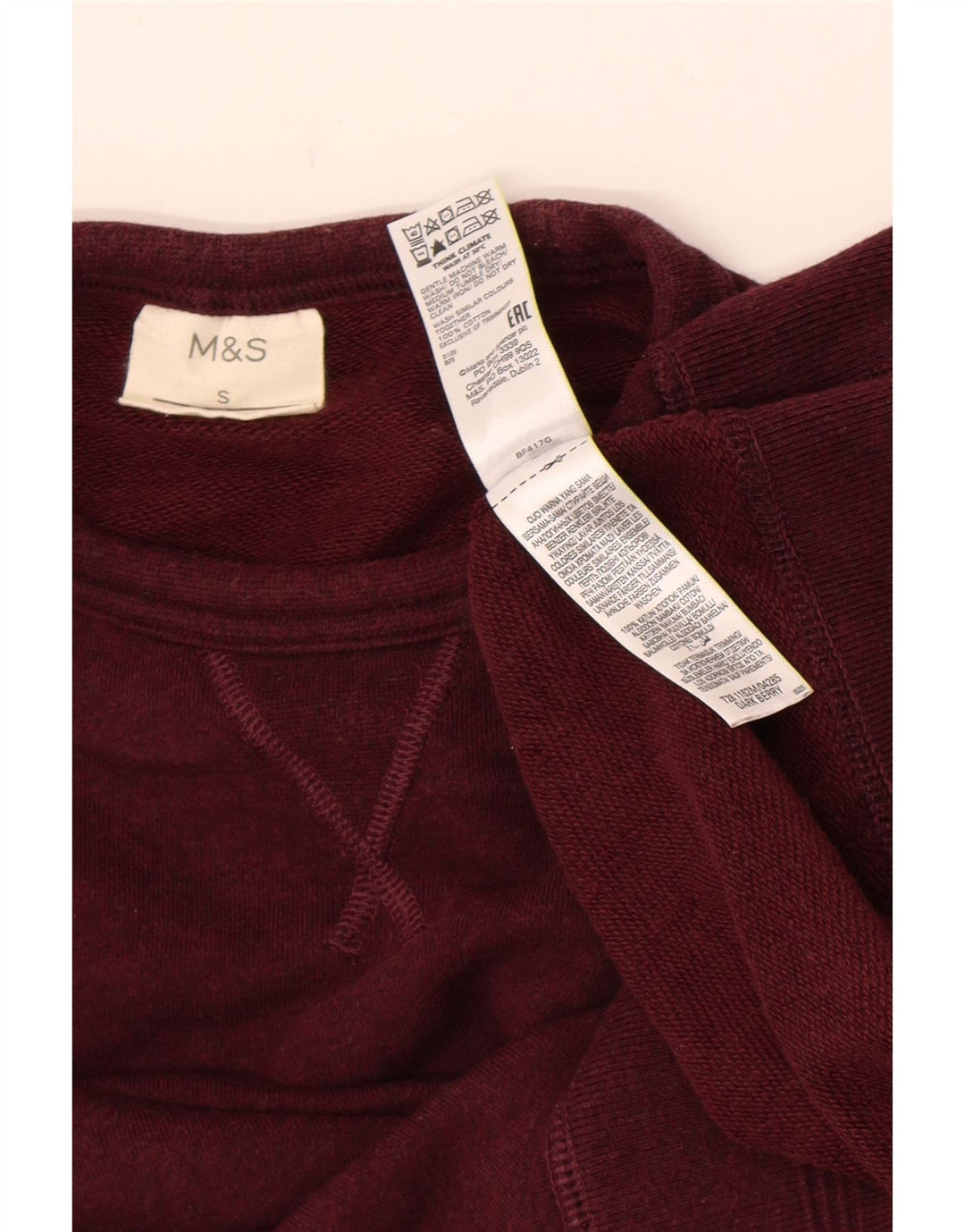 Marks & Spencer Herren-Sweatshirt, Pullover, Größe S, Burgunderrot, Baumwolle
