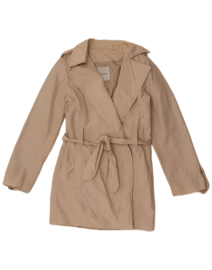 Zara Damen Kurzer Trenchcoat UK 10 Small Beige Baumwolle