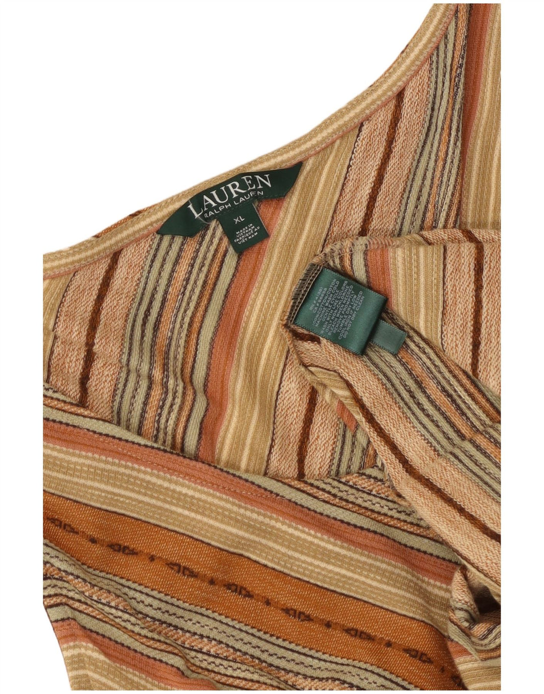 RALPH LAUREN Damen Ärmelloses Maxikleid UK 18 XL Beige gestreift