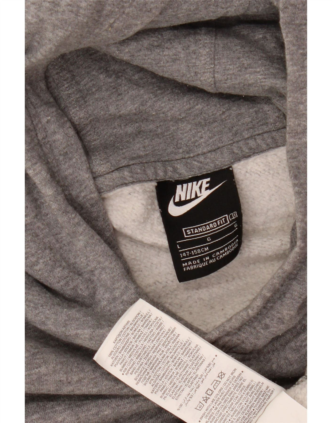 NIKE Kapuzenpullover für Jungen, Standard-Passform, 12–13 Jahre, Größe L, Grau, Baumwolle