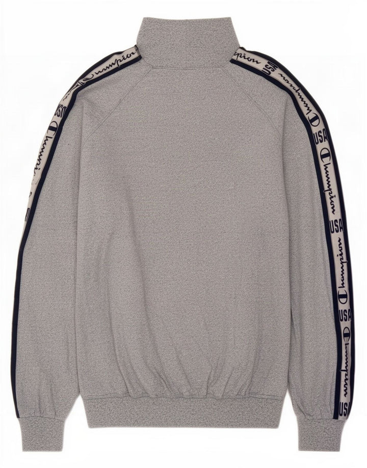 Champion Herren-Sweatshirt mit Reißverschluss am Hals, Größe L, Grau