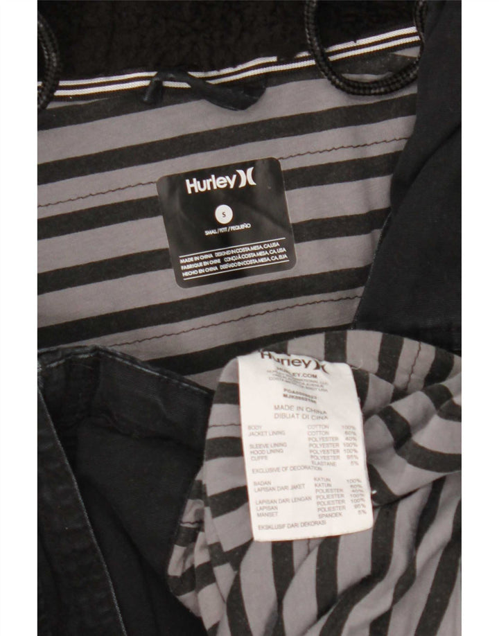 Hurley Herren-Parka mit Kapuze, UK 36, Größe S, schwarze Baumwolle