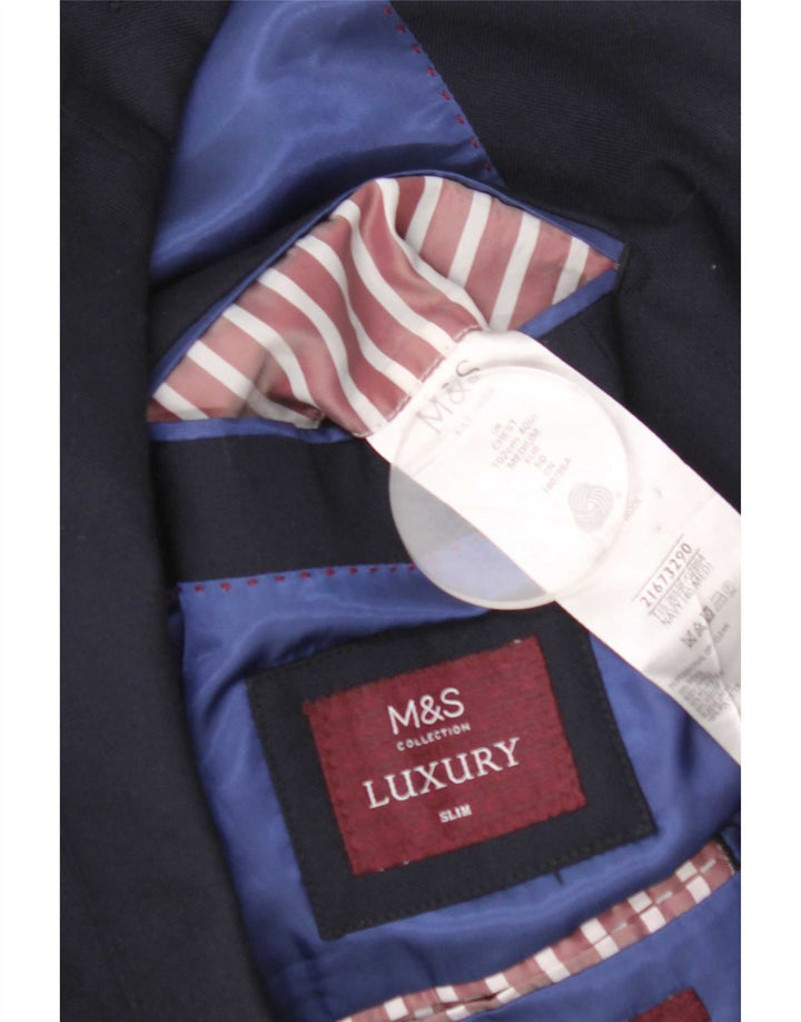 Marks & Spencer Herren-Slim-Blazer mit 2 Knöpfen, Gr. 40, Mittelmarineblau