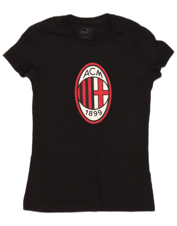 PUMA Damen AC Milan Graphic T-Shirt Top UK 10 Small Schwarz Baumwolle