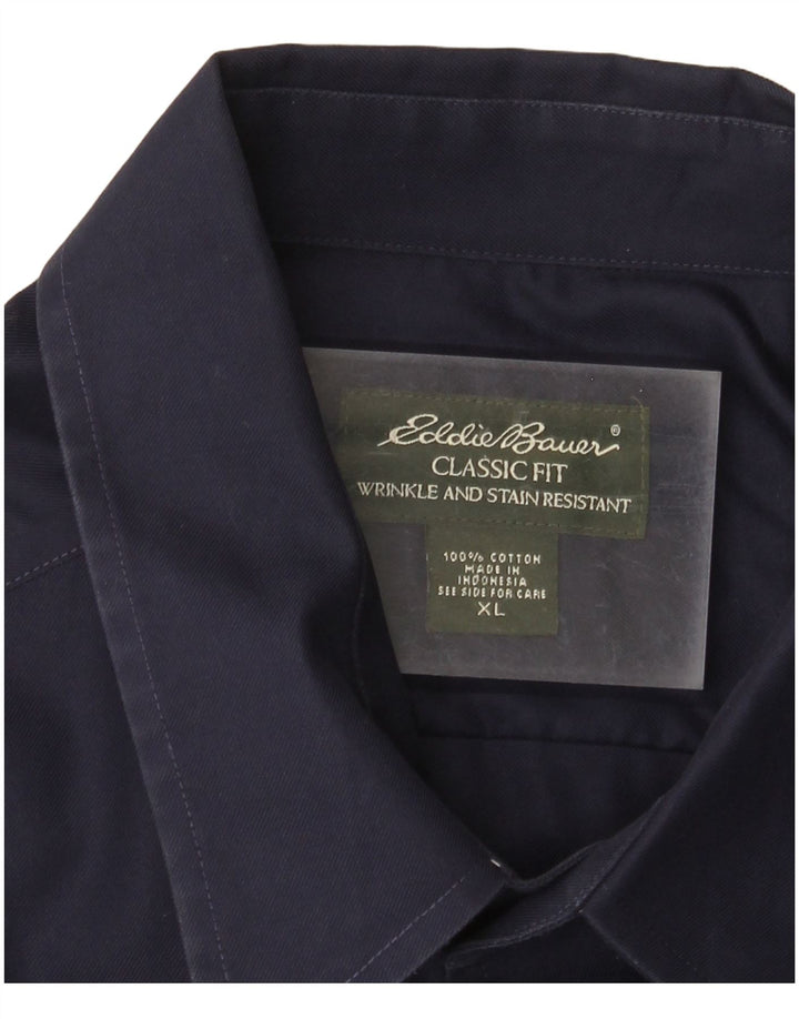 EDDIE BAUER Herren-Hemd mit klassischer Passform, XL, Marineblau, Baumwolle