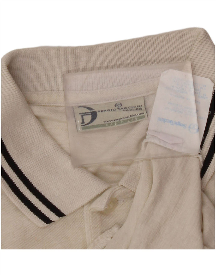 SERGIO TACCHINI Herren-Poloshirt, groß, cremefarbene Baumwolle