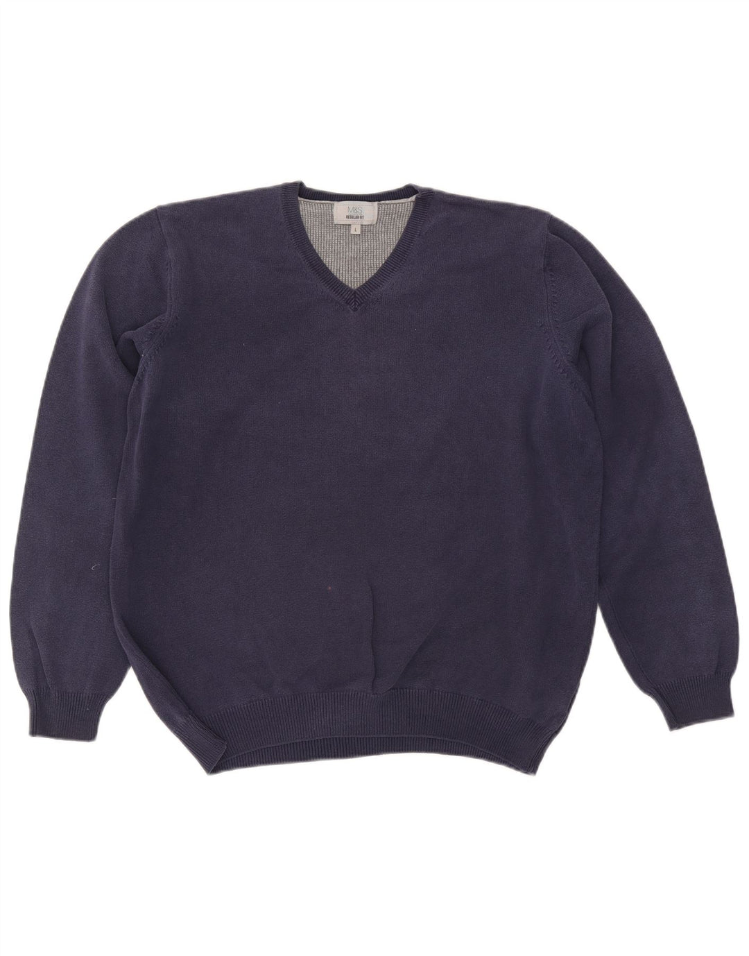 Marks & Spencer Herren-Pullover, reguläre Passform, V-Ausschnitt, Größe L, Marineblau