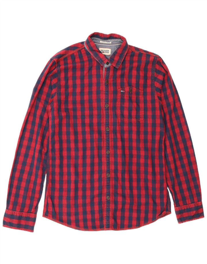 Tommy Hilfiger Herren-Hemd in normaler Passform, klein, rot kariert, Baumwolle