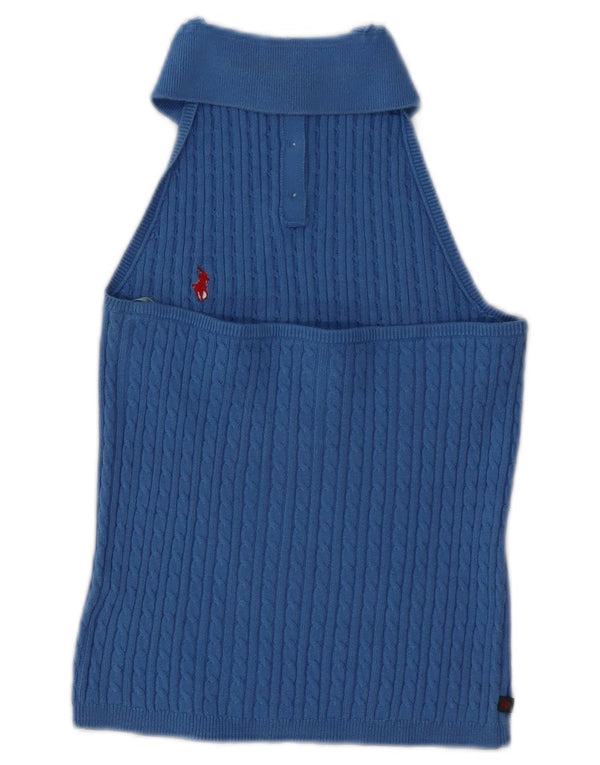 Ralph Lauren Damen Neckholder-Top, Größe S, Blau, Baumwolle