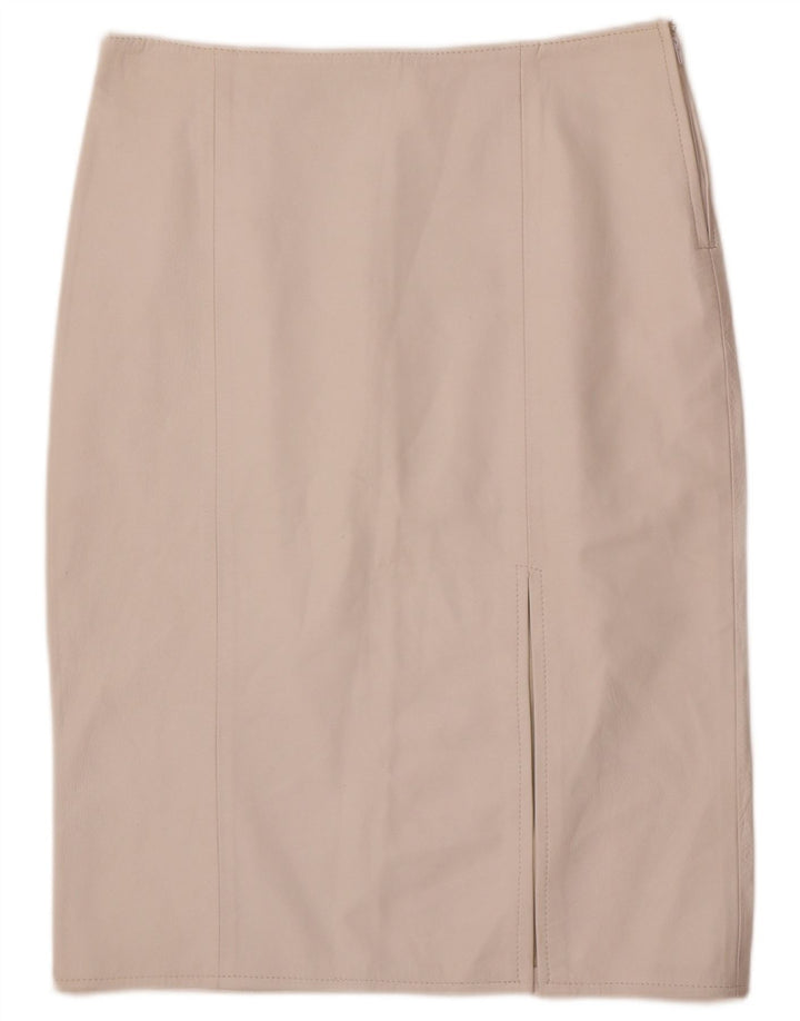 Vintage Damen Lederrock IT 48 XL W32 Weiß