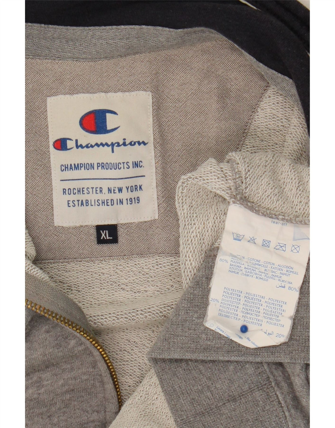CHAMPION Herren-Trainingsanzugoberteil, XL, grau gefleckte Baumwolle