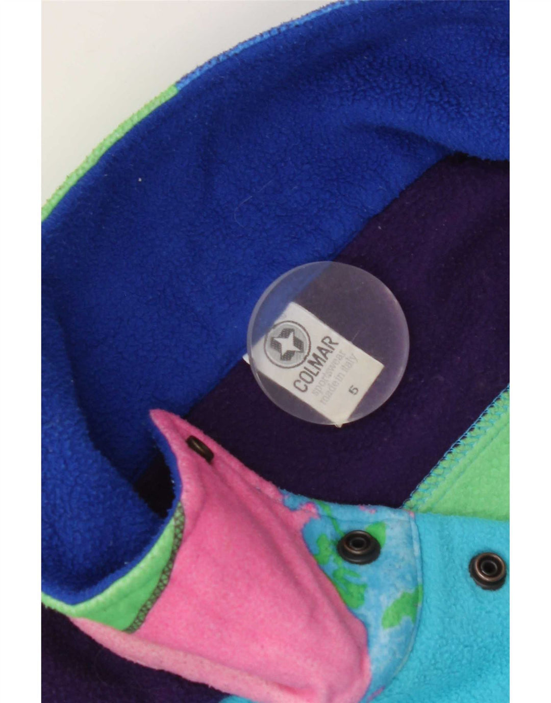 Colmar Herren-Fleecepullover mit Knopfkragen, XL, Blau, Farbblock