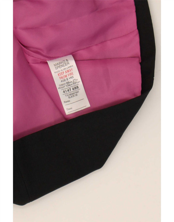 Marks & Spencer Mädchen-Blazerjacke mit 2 Knöpfen, 8–9 Jahre, schwarzes Polyester