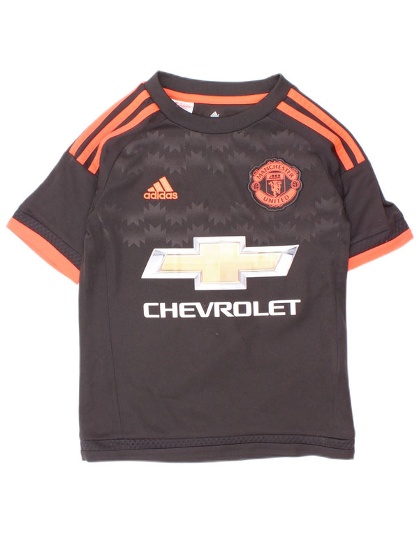 Adidas Boys Manchester United Graphic T-Shirt Top 7-8 Years Black Polyester