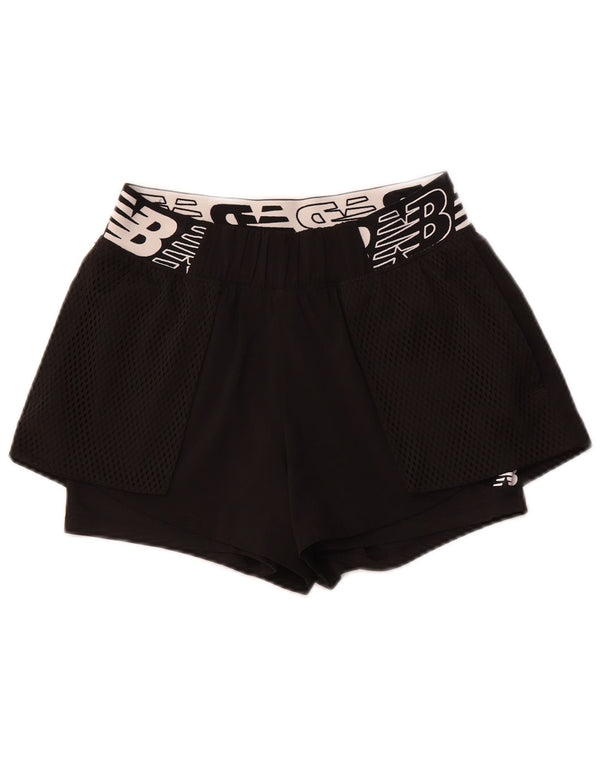 NEW BALANCE Damen Graphic Sport Shorts UK 10 Small Schwarz