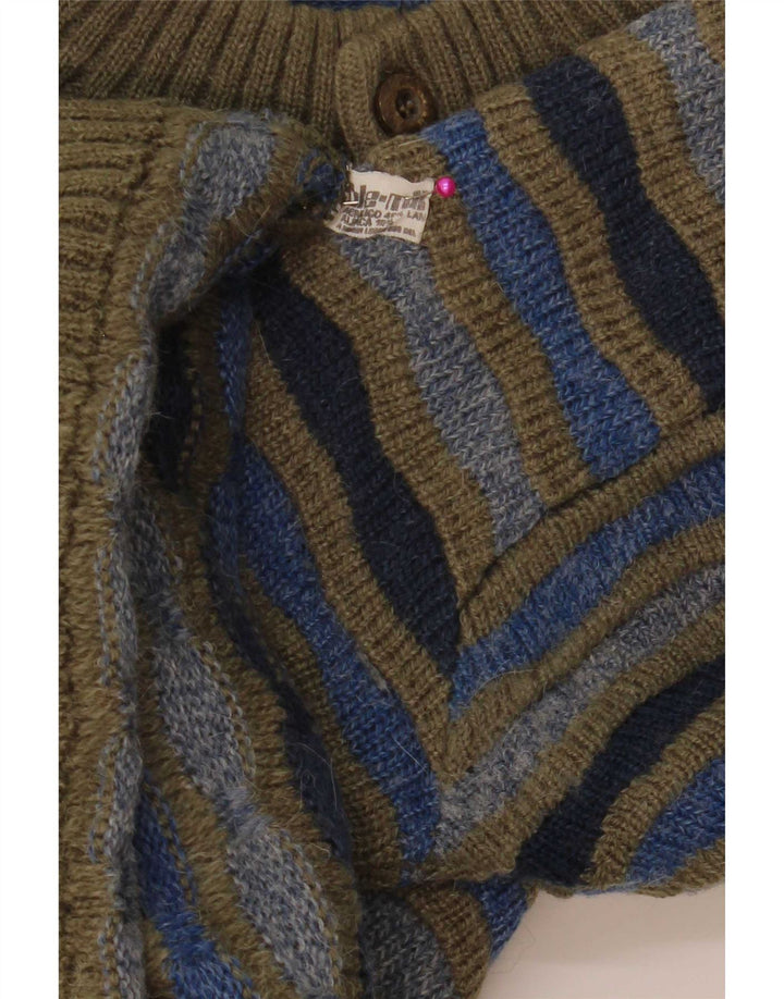 Vintage Herren-Pullover mit Knopfkragen, IT 48, mittelmehrfarbig gestreift