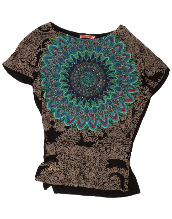 Desigual Damen Übergroßes grafisches Blusenoberteil UK 14 Medium Black Paisley