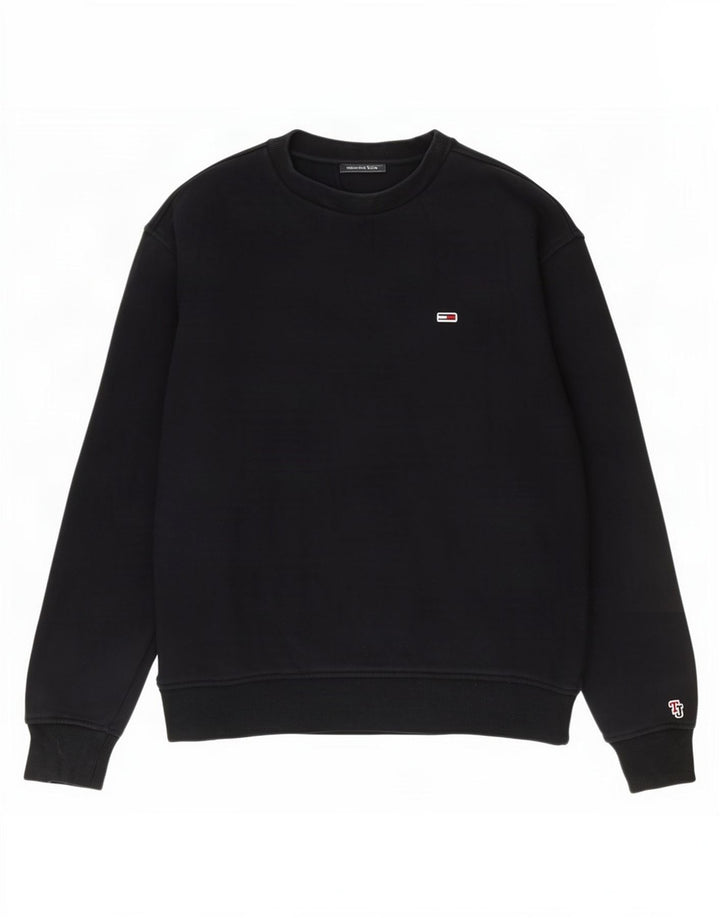 Tommy Hilfiger übergroßer Damen-Sweatshirt-Pullover, Gr. 10, Größe S, Schwarz, Baumwolle