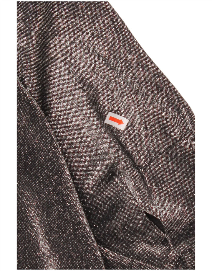 VINTAGE Übergroße Damen-Hemdbluse UK 16 Großes schwarz geflecktes Polyester