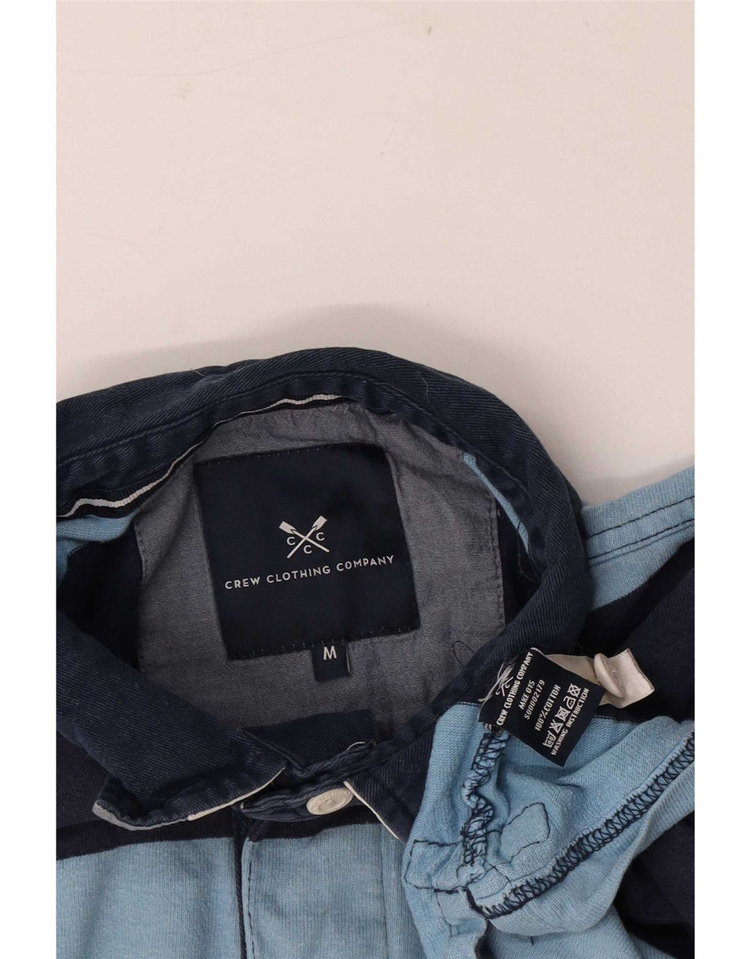 Crew Clothing Herren-Poloshirt mit Grafik, mittelblau, gestreift, Baumwolle