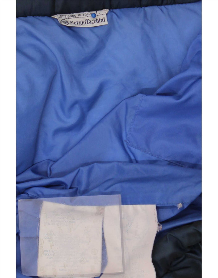 Sergio Tacchini Wattierte Herrenjacke mit Kapuze, UK 40, Größe L, Marineblau, Polyamid