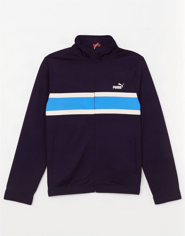 Puma Mens Tracksuit Top Jacket Large Navy Blue Colourblock Polyester