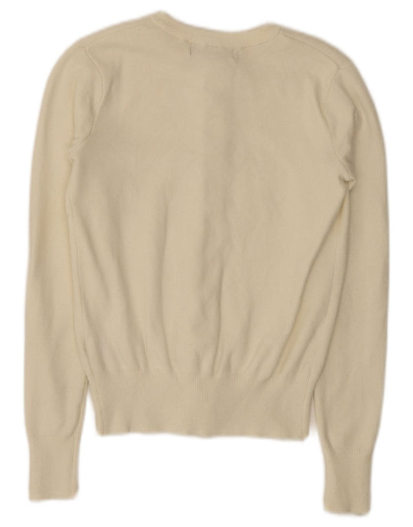 Marks & Spencer Damen Crop Cardigan Pullover UK 6 XS Off White Viskose