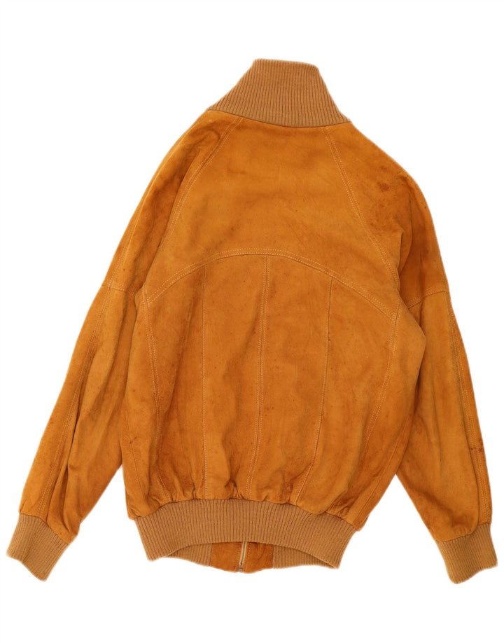 Vintage Herren Wildleder Bomberjacke IT 50 Großes Beige Leder
