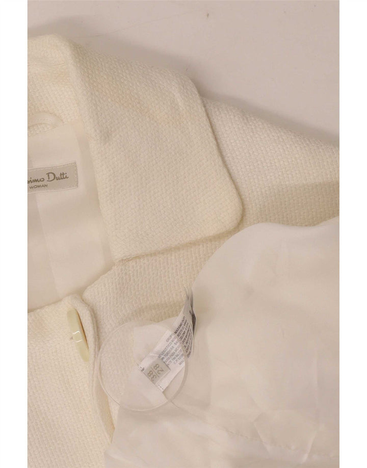 Massimo Dutti Damen Crop 2 Button Blazer Jacke EU 38 Mittelweiß