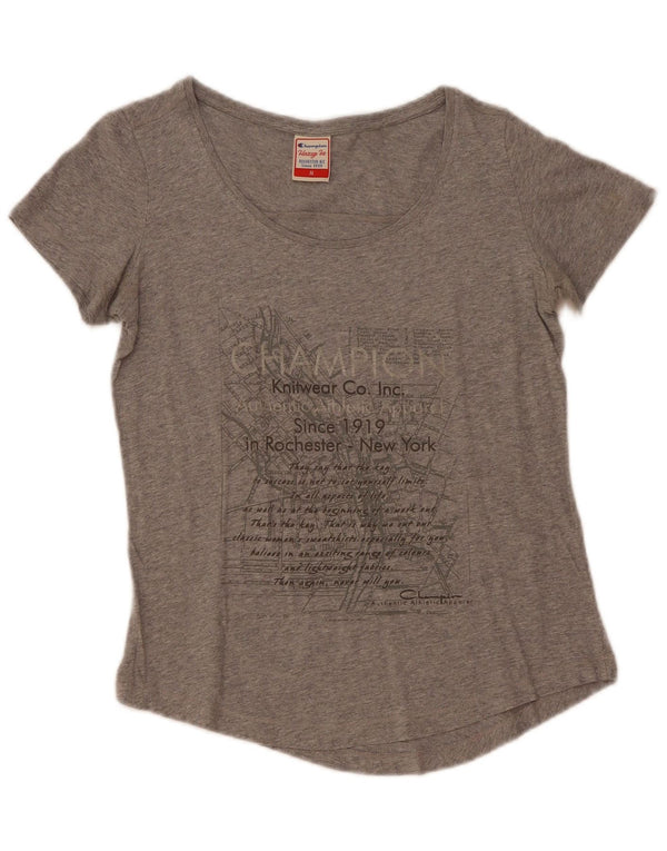 Champion Damen Heritage Fit Graphic T-Shirt Top UK 12 Mittelgrau meliert