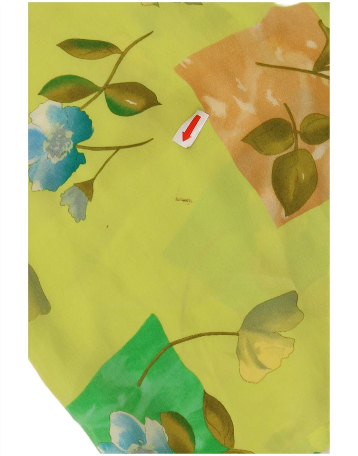 CHERIE Damen durchsichtige Kurzarm-Hemdbluse IT 48 XL Grün geblümt