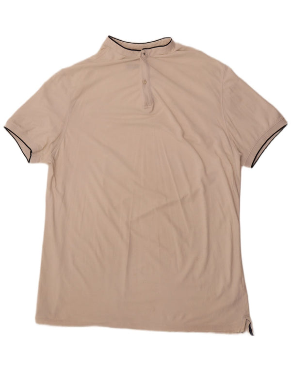Massimo Dutti Herren-Poloshirt mit lässiger Passform, 2XL, weiße Baumwolle