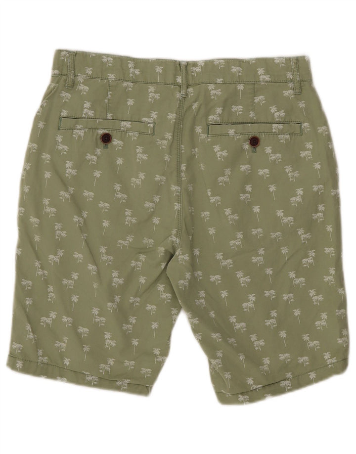 Fat Face Herren-Chinoshorts W30 aus mittelgrüner, geblümter Baumwolle
