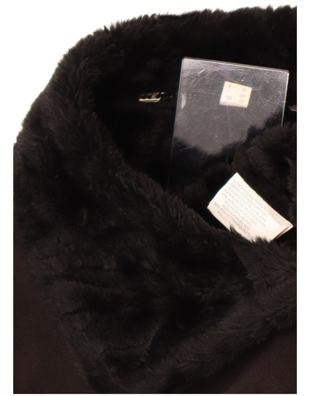 Vintage Damen Sherpa Jacke UK 26 5XL Schwarz Acryl