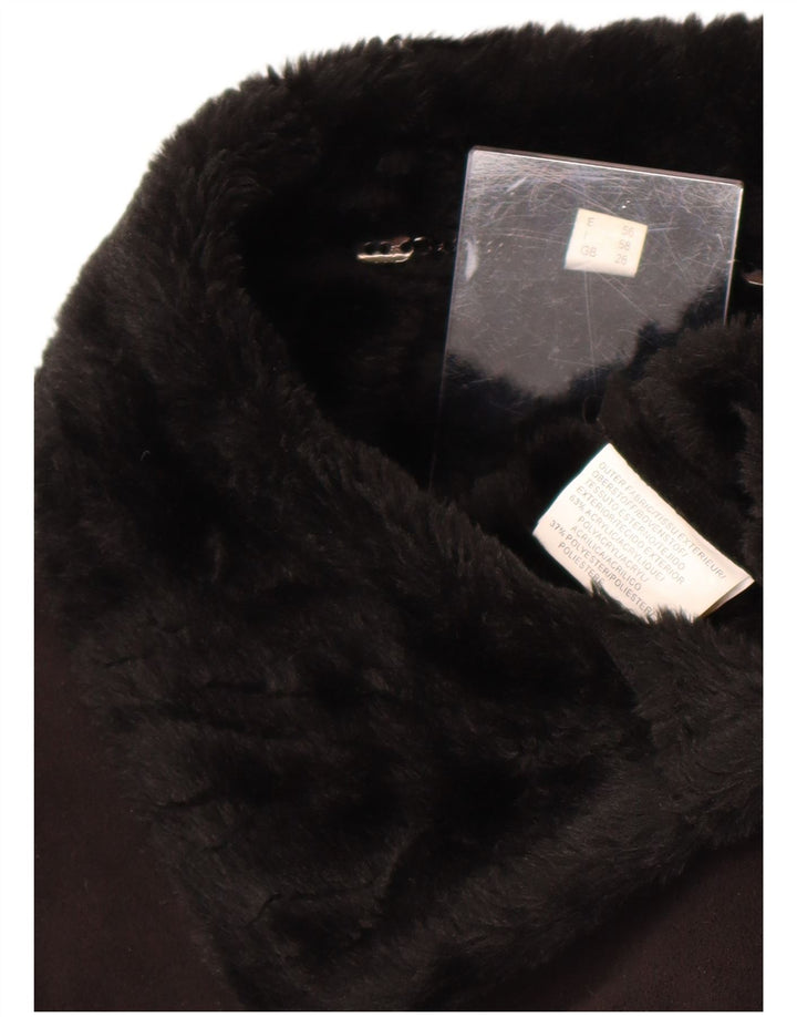 Vintage Damen Sherpa Jacke UK 26 5XL Schwarz Acryl