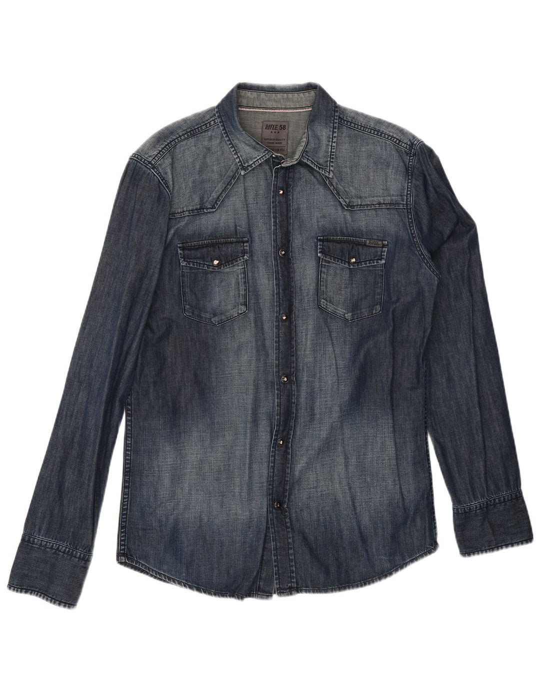 Rifle Herren-Jeanshemd, groß, marineblau, Baumwolle
