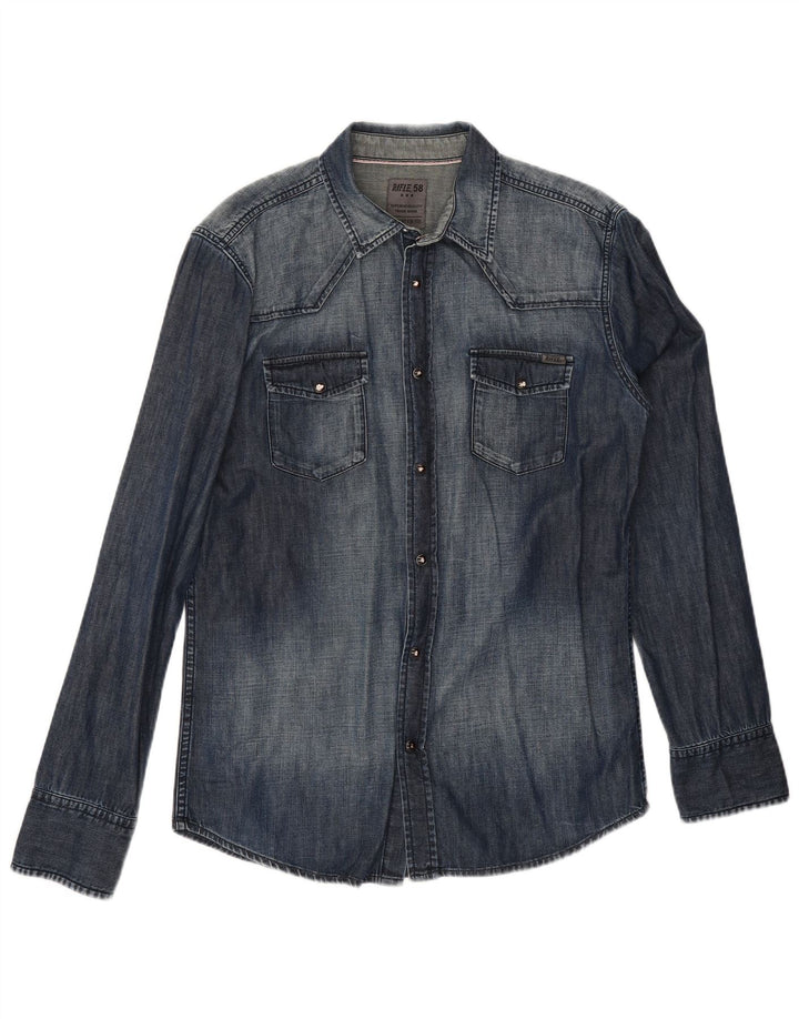 Rifle Herren-Jeanshemd, groß, marineblau, Baumwolle