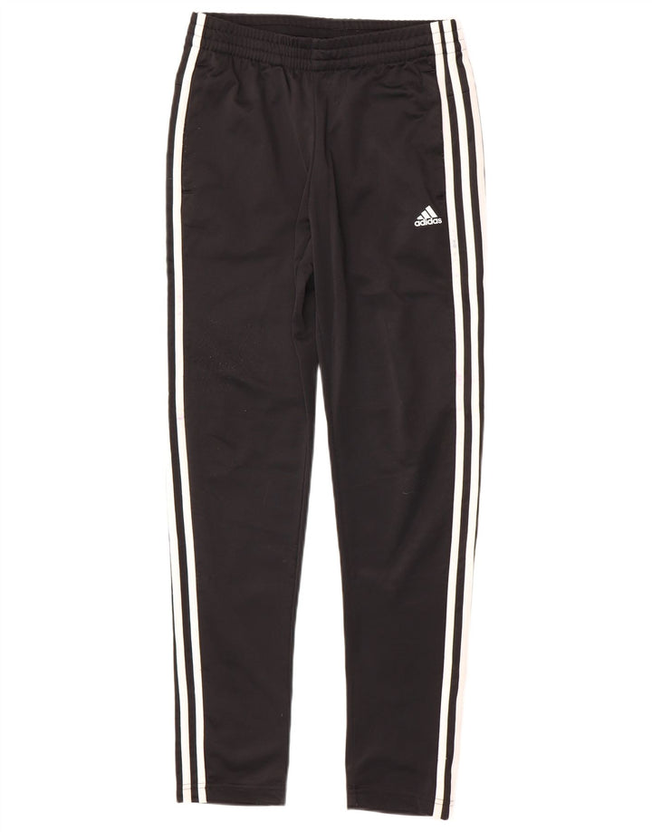 ADIDAS Boys Tracksuit Trousers 13-14 Years Black Polyester