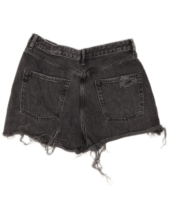 Topshop Damen Mom Denim Distressed Hot Pants UK 10 Small W28 Grau