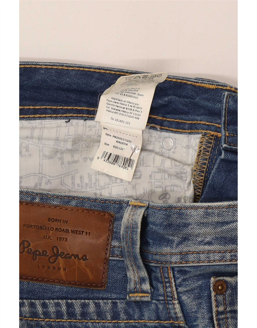 PEPE Jeans Mens Regular Fit Straight Jeans W33 L32 Blue Cotton