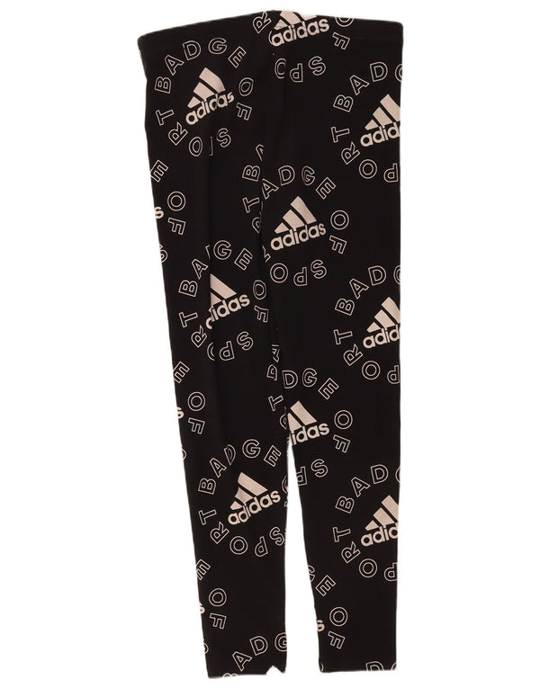 Adidas Damen Graphic Leggings UK 16/18 Große schwarze Baumwolle