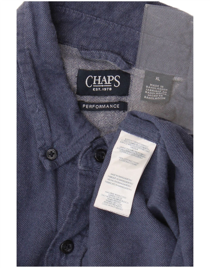 Chaps Herren-Flanellhemd XL aus marineblauer Baumwolle