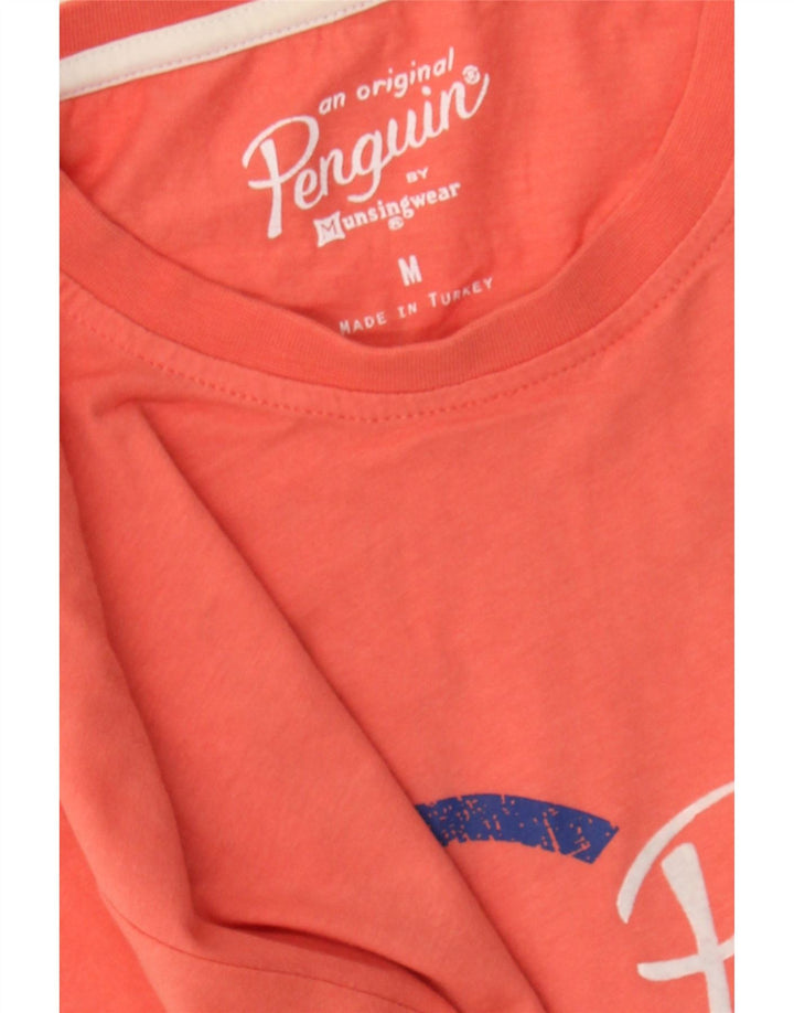 PENGUIN Mens Graphic T-Shirt Top Medium Red Cotton Vintage Penguin and Second-Hand Penguin from Messina Hembry 
